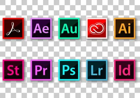 Adobe computer software icon pack Stock Illustration