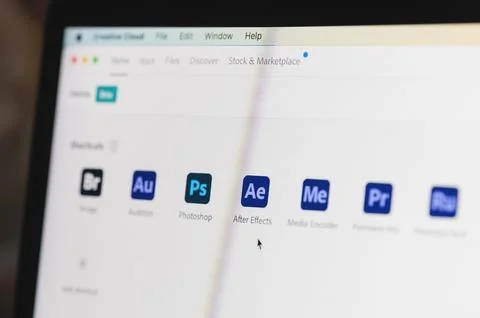 Adobe creative cloud application set Foto stock