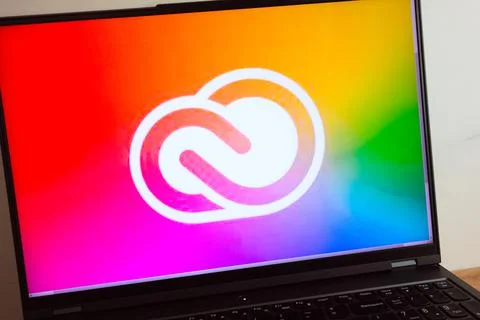 Adobe Creative Cloud logo displayed on laptop Foto stock