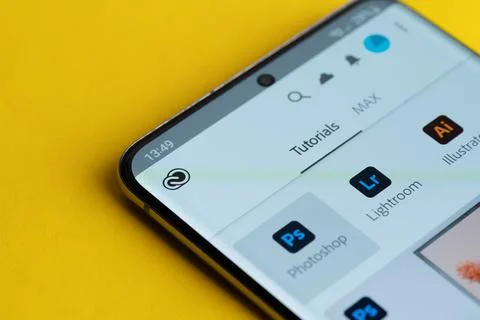 Adobe creative cloud on smartphone Foto stock