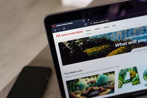 Adobe Firefly AI application art generator Stock Photos
