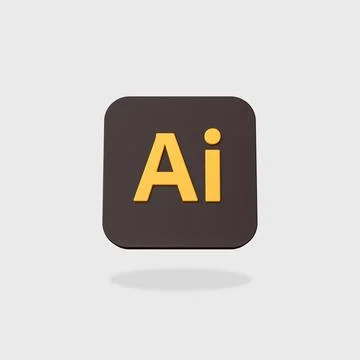 Adobe Illustrator App Icon 3D Shape Isolated on Flat Light Gray Background wi Stock Illustration