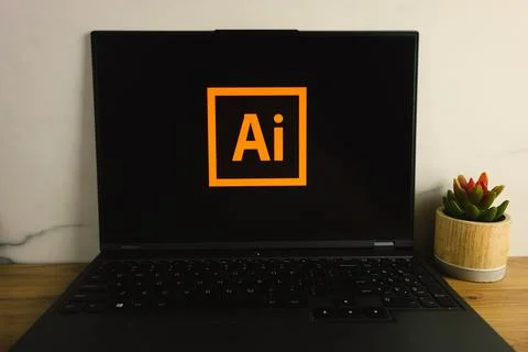 Adobe Illustrator graphics editor logo on laptop Stock Photos