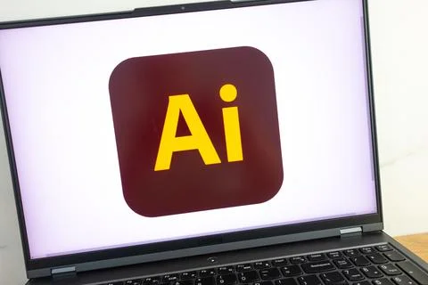 Adobe Illustrator graphics editor logo displayed on laptop Stock Photos