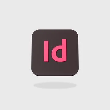 Adobe Indesign App Icon 3D Shape Isolated on Flat Light Gray Background with  Stock Illustration