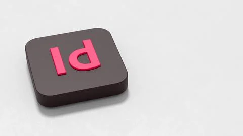 Adobe Indesign App Icon 3D Symbol Shape on Plastered Gray Background with Cop Stock Illustration