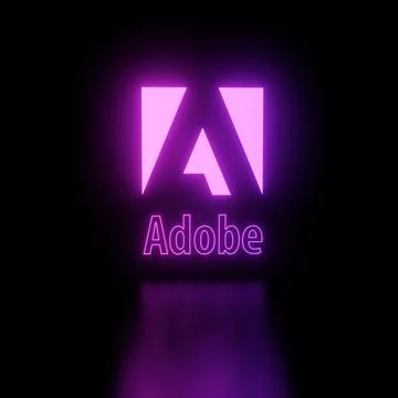 Adobe Logo Neon Glowing 3D Illustration image Stock Illustration