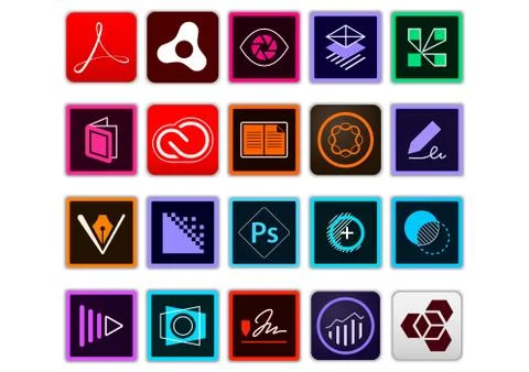 Adobe mobile icon pack Stock Illustration