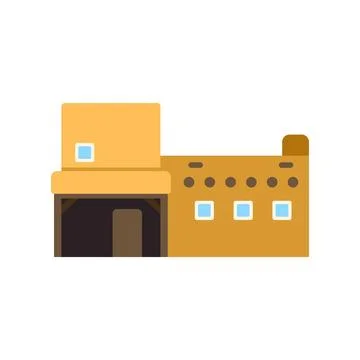 Adobe mud brick desert house architecture icon Stock Illustration