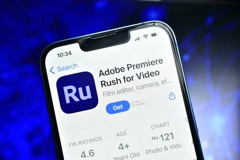 Adobe premiere app for video editing on smartphone Stock Photos