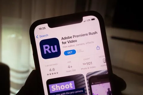 Adobe Premiere Rush for Video application on App Store Stock Photos