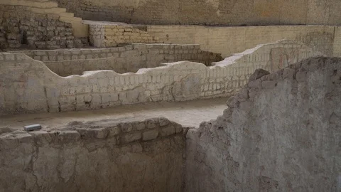 Adobe walls: El Brujo, Temple in Peru Stock Footage 89829349