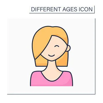 Adolescence period color icon Stock Illustration