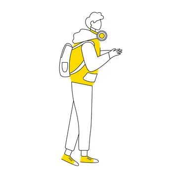 Adolescent boy flat contour vector illustration Stockillustratie