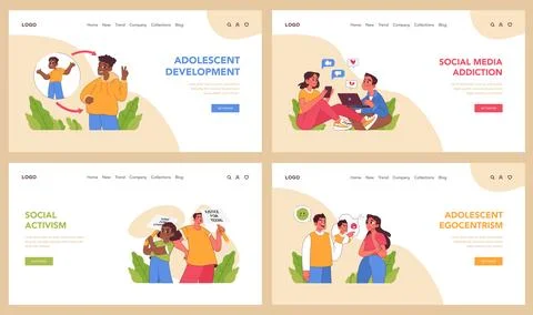 Adolescent Development concept. Flat vector illustration Illustrazione stock