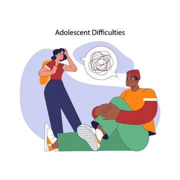 Adolescent difficulties concept. Flat vector illustration Illustrazione stock