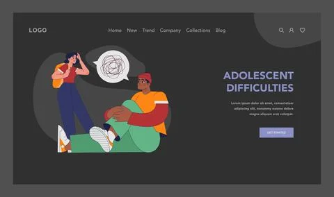 Adolescent difficulties concept. Flat vector illustration Illustrazione stock