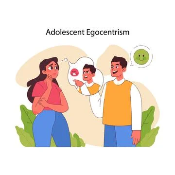 Adolescent Egocentrism concept. Flat vector illustration Stock Illustration