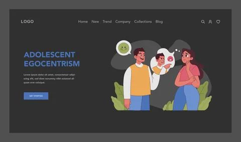 Adolescent Egocentrism concept. Flat vector illustration Stock Illustration