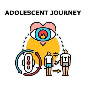 Adolescent journey concept exploring puberty changes and development Stock Illustration