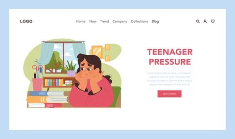 Adolescent stress concept. Flat vector illustration Stock Illustration