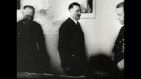Adolf Hitler during a map planning Stock Footage