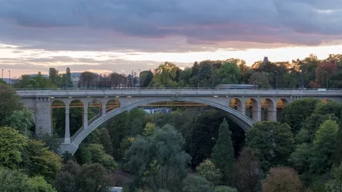 Adolphe Bridge, luxembourg, timelapse Stock-Footage 140701488