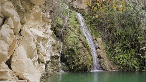 Adonis bath waterfall on Cyprus Stock Footage 99835980