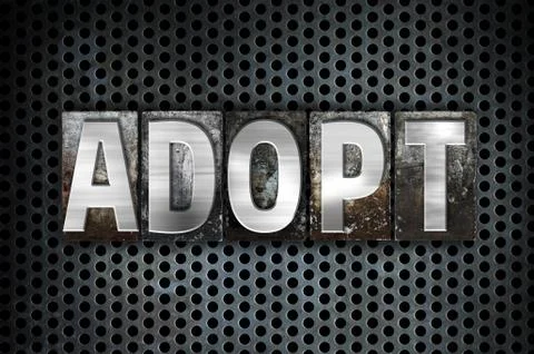 Adopt Concept Metal Letterpress Type Stock Illustration