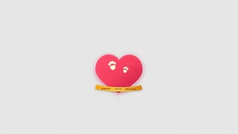 Adopt Dont Shop Heart-Shaped Paw Print Badge with a gentle pulse and 4K Alpha Stock Footage 346357489