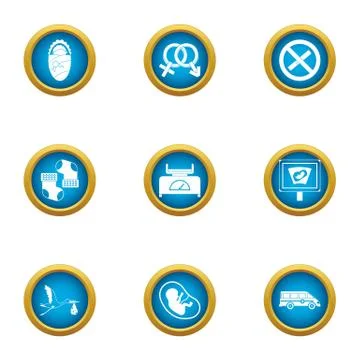 Adopt icons set, flat style Stock Illustration