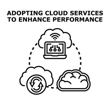 Adopting cloud services enhancing technology performance イラスト素材
