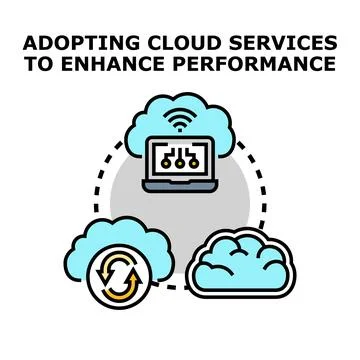 Adopting cloud services enhancing technology performance Stock Illustration