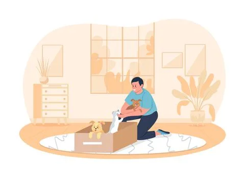 Adopting dogs 2D vector isolated illustration Stock Illustration