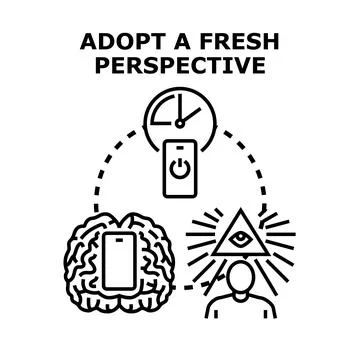 Adopting fresh perspective mind digital detox illustration Stock Illustration