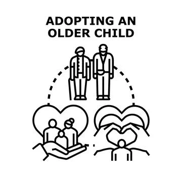 Adopting an older child concept vector image Stock Illustration