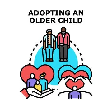 Adopting an older child concept vector image Stock Illustration