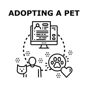 Adopting a pet online application process icon 库存插图
