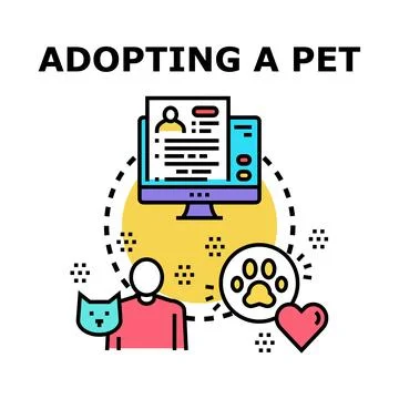 Adopting a pet online application process icon Stock Illustration