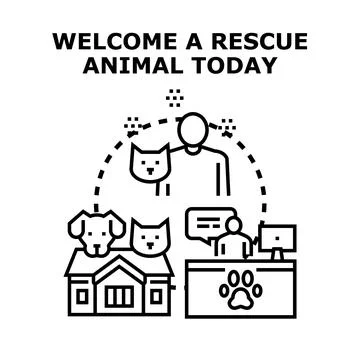 Adopting rescue animals concept, finding new home for pets Stock Illustration