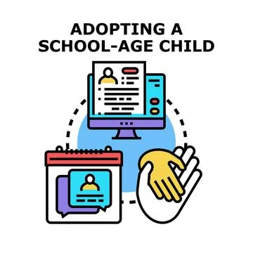 Adopting school age child application process Stock Illustration
