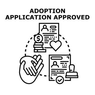 Adoption application approved conceptual process for family building Ilustración de archivo