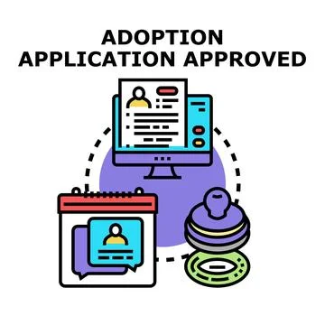 Adoption application approved process concept Stock Illustration