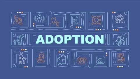 Adoption blue word concept Stock Illustration