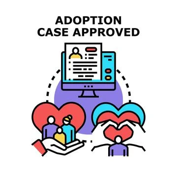 Adoption case approved creating new family connection Stock Illustration