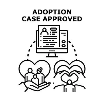 Adoption case approved creating new family connection Stock Illustration