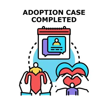 Adoption case completed creating happy family icon Stock Illustration