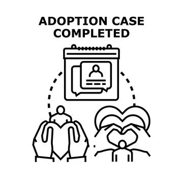 Adoption case completed creating happy family icon Stock Illustration