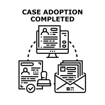 Adoption case completion approval process workflow Stock Illustration