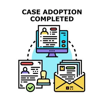 Adoption case completion approval process workflow Stock Illustration